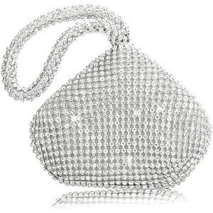 Purse Bag Bling Sparkly Rhinestone Diamond Triangle Designer Chain Clutch